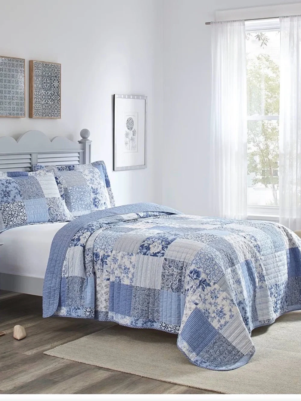 Blue Patchwork Floral king Quilt set by Laura Ashley